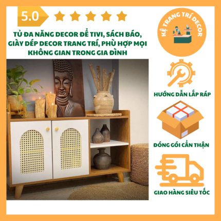 Tủ đa năng decor bằng gỗ MDF phủ melamine, thiết kế hiện đại để tivi, sách, giày dép, đồ trang trí, phù hợp với mọi không gian gia đình