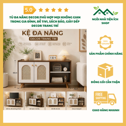 Tủ Đa Năng Decor Phù Hợp Mọi Không Gian Trong Gia Đình, Để Tivi, Sách Báo, Giày Dép Decor Trang Trí