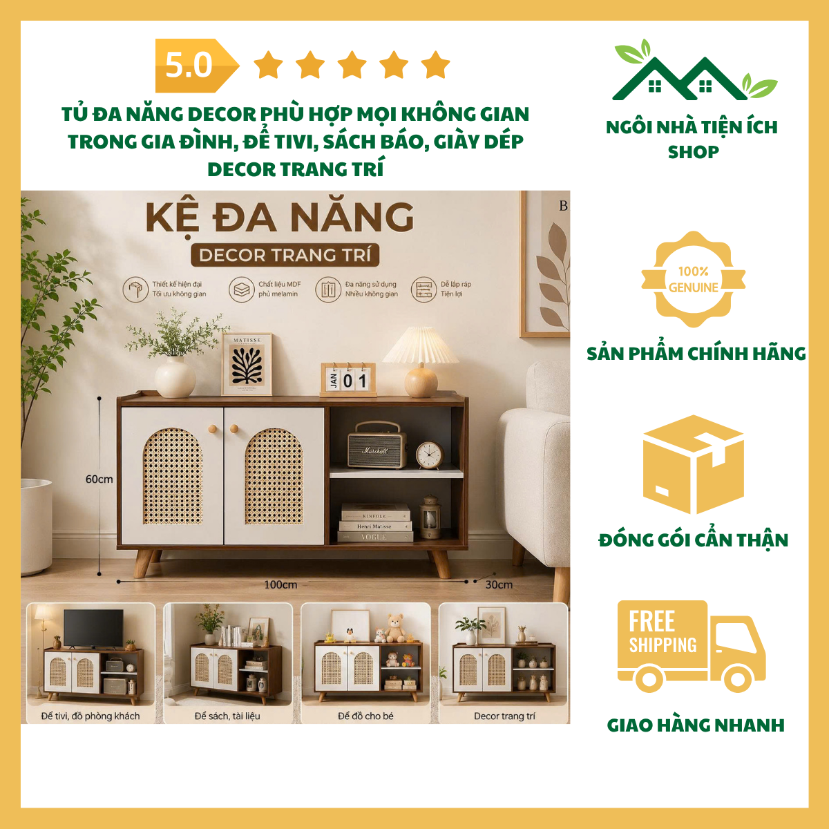 ngoinhatienich Tủ Đa Năng Decor Phù Hợp Mọi Không Gian Trong Gia Đình, Để Tivi, Sách Báo, Giày Dép Decor Trang Trí