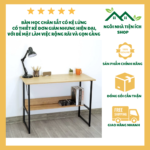Bàn làm việc chân sắt có kệ lửng, gỗ MDF chống ẩm, thiết kế tinh tế hiện đại, mặt bàn rộng, phù hợp góc học tập và làm việc tại nhà