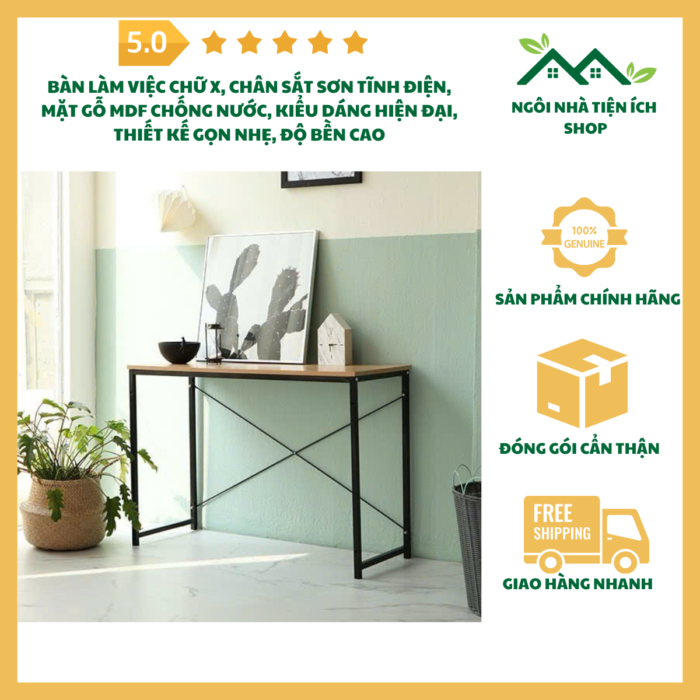 Bàn Làm Việc Chữ X, Chân Sắt Sơn Tĩnh Điện, Mặt Gỗ MDF Chống Nước, Kiểu Dáng Hiện Đại, Thiết Kế Gọn Nhẹ, Độ Bền Cao
