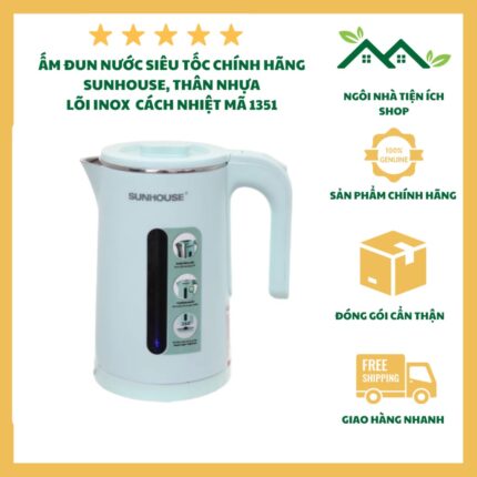 Ấm Siêu Tốc Sunhouse SHD1351 Dung Tích 1.8L Thân Nhựa Inox 304 An Toàn