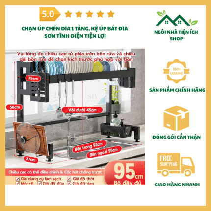 chạn úp chén dĩa 1 tầng sơn tĩnh điện tiện lợi cho nhà bếp
