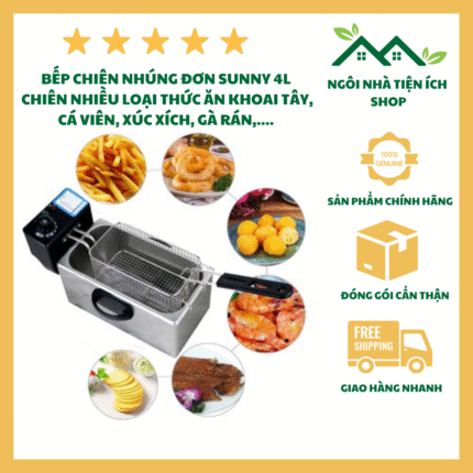 bep chien nhung dien sunny 4l inox 2500w chinh nhiet do