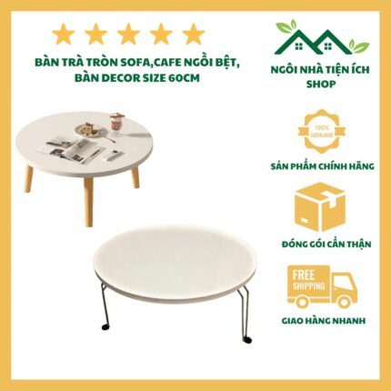 Bàn Tròn Ngồi Bệt Decor Trang Trí, Gỗ MDF Chống Ẩm, Thiết Kế Nhỏ Gọn, Phù Hợp Sofa – Phòng Khách – Cafe
