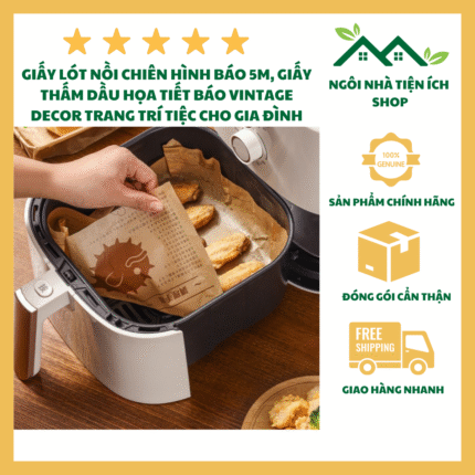 giấy nến gói bánh lót nồi chiên không dầu hình báo 5m x 30cm