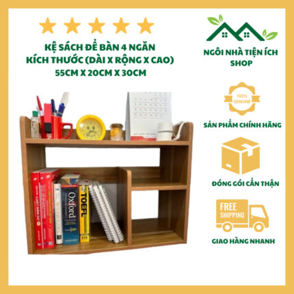 Kệ Sách Để Bàn 4 Ngăn Gỗ MDF