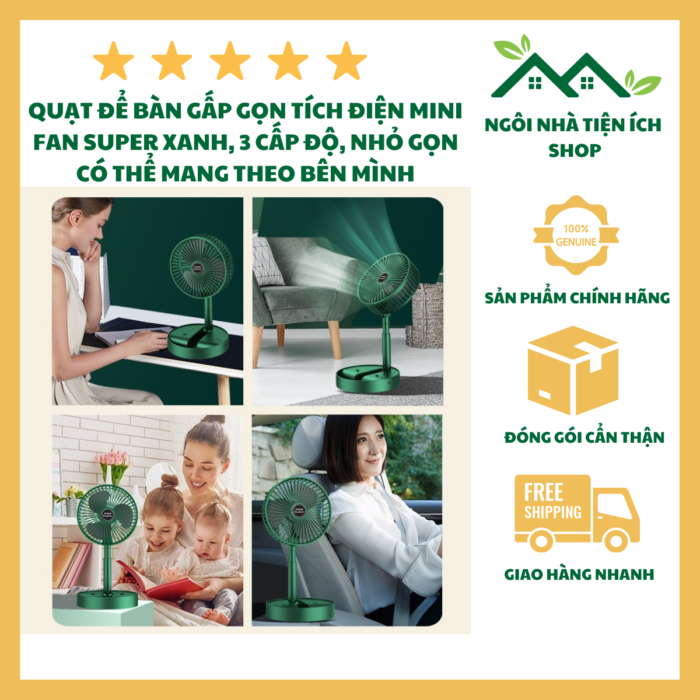 Quạt Tích Điện Mini Fan Super,