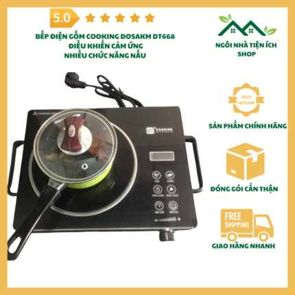 Bếp điện gốm Cooking DT668 cảm ứng chạm, mặt kính ceramic, dùng cho mọi loại nồi, bếp hồng ngoại hiện đại gia đình.