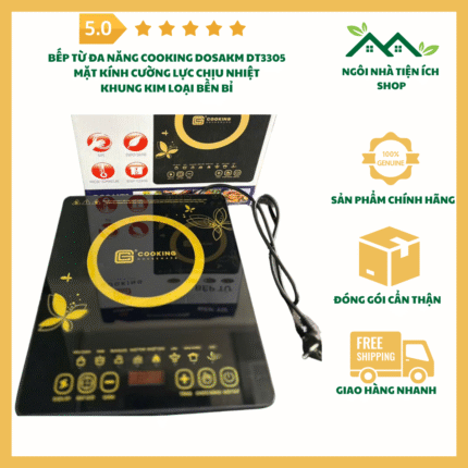 Bếp từ đa năng Cooking DT3305, mặt kính cường lực, công suất 2200W, bếp cảm ứng, bếp điện từ mini giá rẻ.
