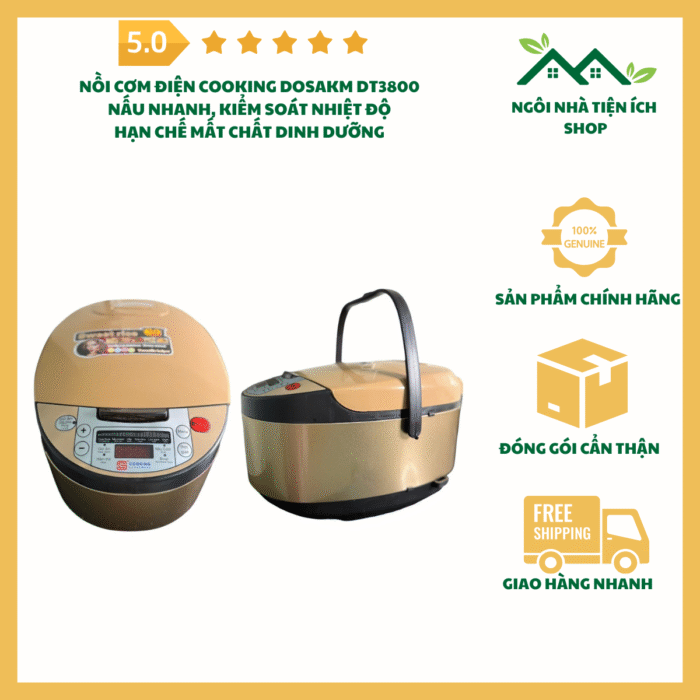 nồi cơm điện chống dính DOSAKM 5 lít, nồi cơm điện 900W Cooking DT3800, nồi cơm nấu nhanh gia đình, nồi cơm đa năng chống dính, nồi cơm điện tiết kiệm điện