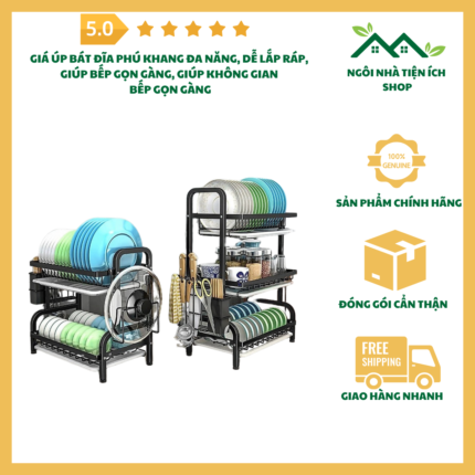 giá úp bát đĩa Phú Khang thiết kế đa năng giúp sắp xếp bát đĩa gọn gàng cho không gian bếp