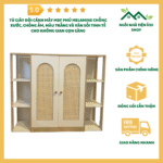 tủ giày đôi cánh mây MDF phủ Melamine chống xước chống ẩm màu trắng và vân sồi