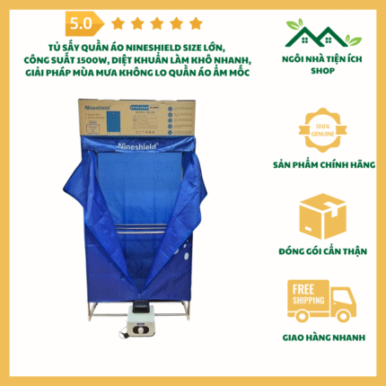 tủ sấy quần áo nineshield công suất 1500W diệt khuẩn và làm khô nhanh chóng