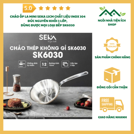 Chảo Ốp La Mini Seka SK6030 12cm Inox 304 Nguyên Khối 3 Lớp Dùng Được Mọi Loại Bếp
