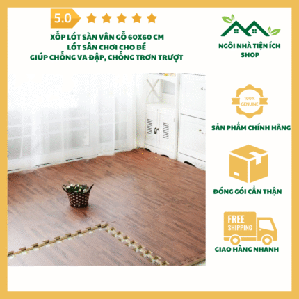 Combo Thảm Xốp Lót Sàn Vân Gỗ 60x60cm Cho Bé Chống Va Đập