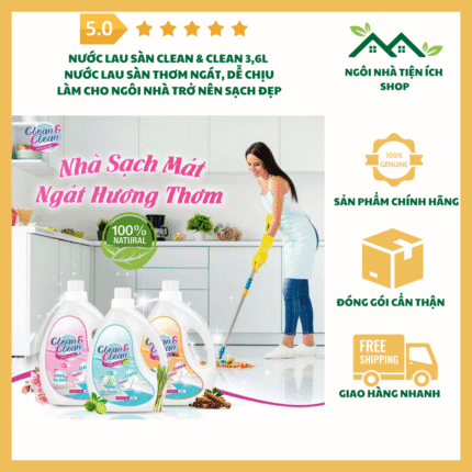 Nước Lau Sàn Sả Chanh Và Hương Quế Clean And Clean 3.6L