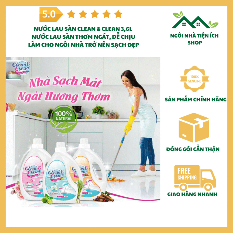 Nước Lau Sàn Sả Chanh Và Hương Quế Clean And Clean 3.6L