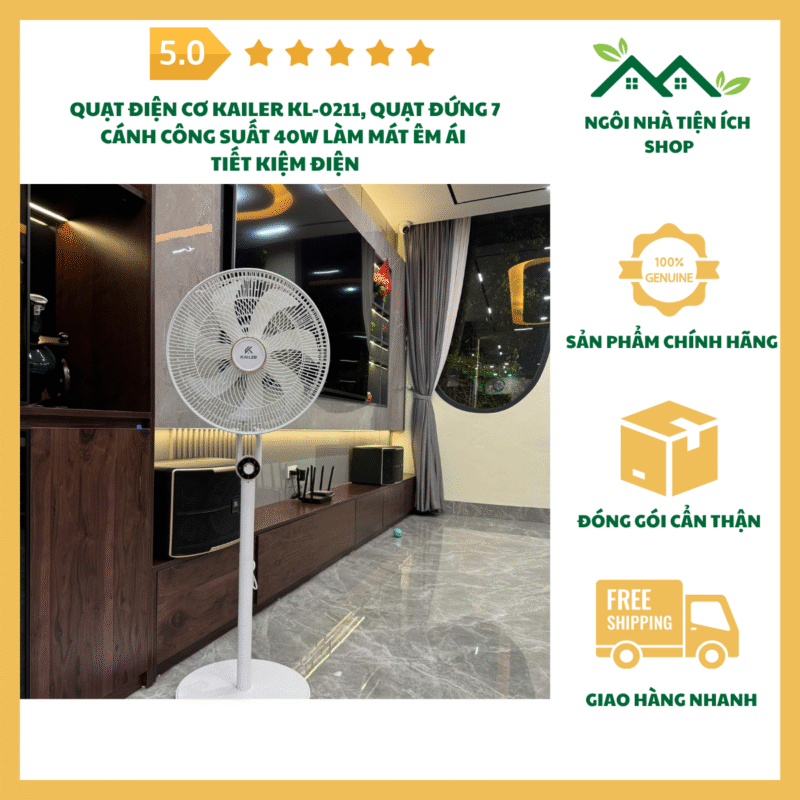 Ảnh quạt điện cơ Kailer KL-0211 7 cánh quạt đứng làm mát gia đình