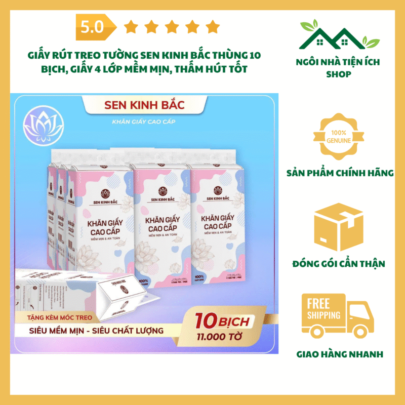 giay rut treo tuong sen kinh bac 4 lop mem min tham hut tot