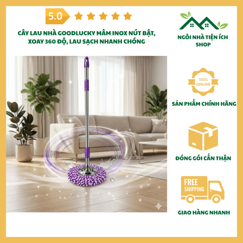 cay lau nha goodlucky mam inox xoay 360 do microfiber