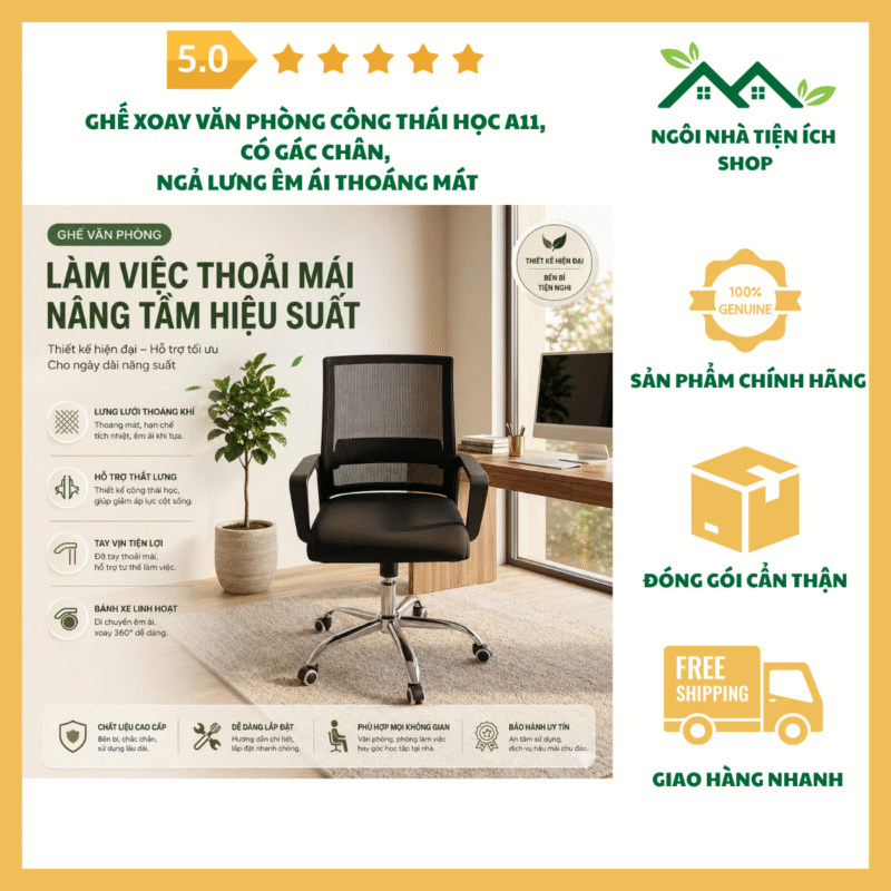 ghe xoay van phong cong thai hoc a11 gac chan thoang mat