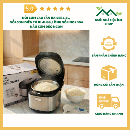 Ảnh nồi cơm cao tần Kailer KL-IH88 1.8L inox 304 nồi cơm điện tử hiện đại