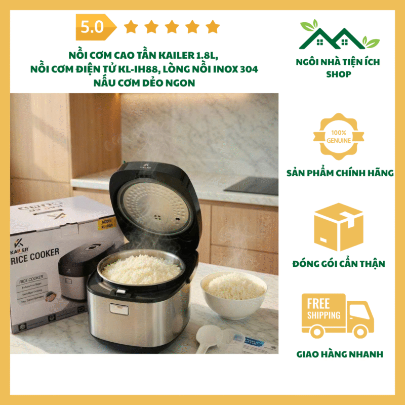 Ảnh nồi cơm cao tần Kailer KL-IH88 1.8L inox 304 nồi cơm điện tử hiện đại