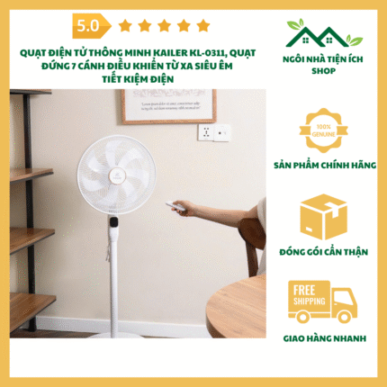 Ảnh quạt điện tử Kailer KL-0311 7 cánh điều khiển từ xa thiết kế hiện đại