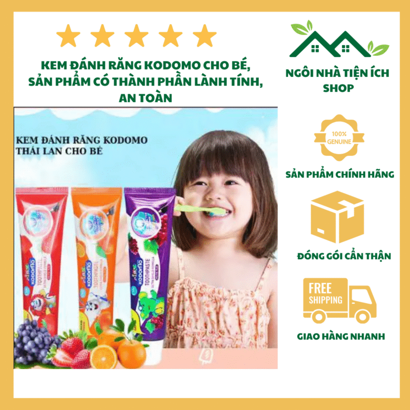 kem đánh răng kodomo trẻ em thái lan vị nho 40g cho bé từ 2 tuổi trở lên