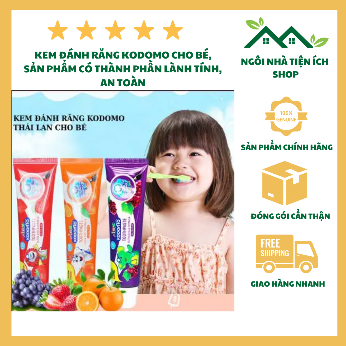 ngoi nha tien ich (1) kem đánh răng kodomo trẻ em thái lan vị nho 40g cho bé từ 2 tuổi trở lên