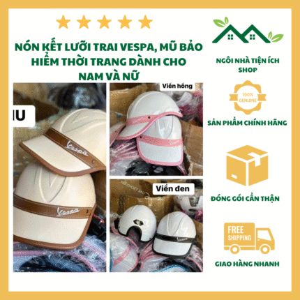 nón bảo hiểm kết vespa phong cách cổ điển thời trang cao cấp
