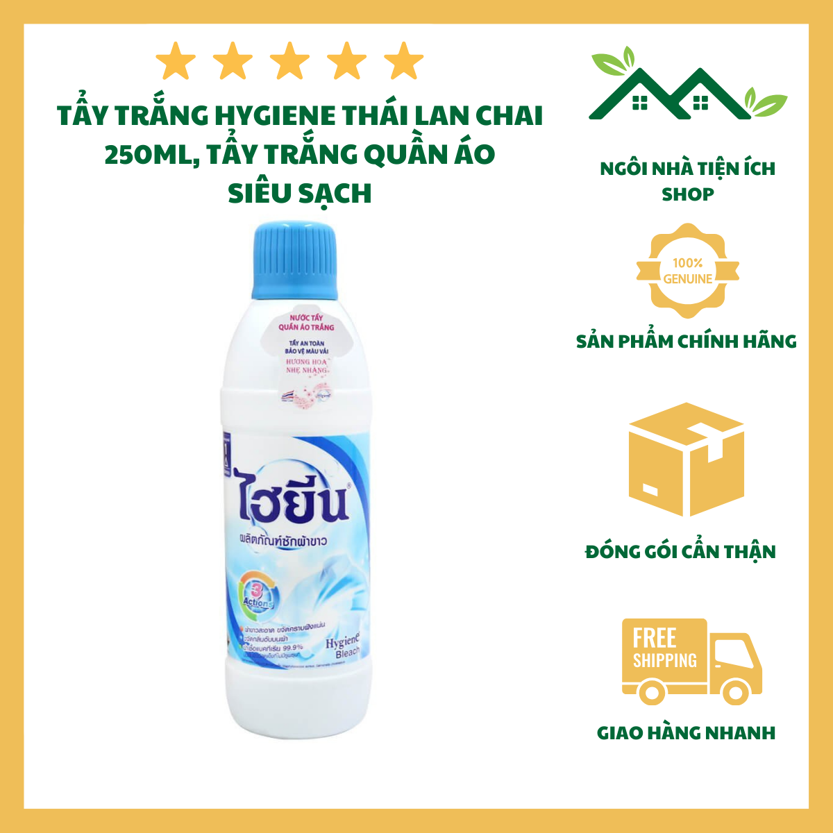ngôi nhà tiện ích shop tẩy quần áo trắng hygiene 250ml nước tẩy quần áo sạch vết bẩn tiện lợi