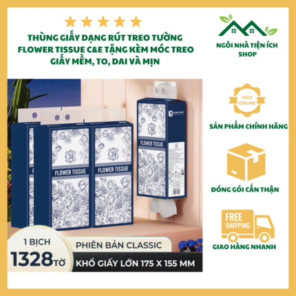 thùng 4 gói giấy rút flower tissue c&e cao cấp mềm mại siêu nhiều