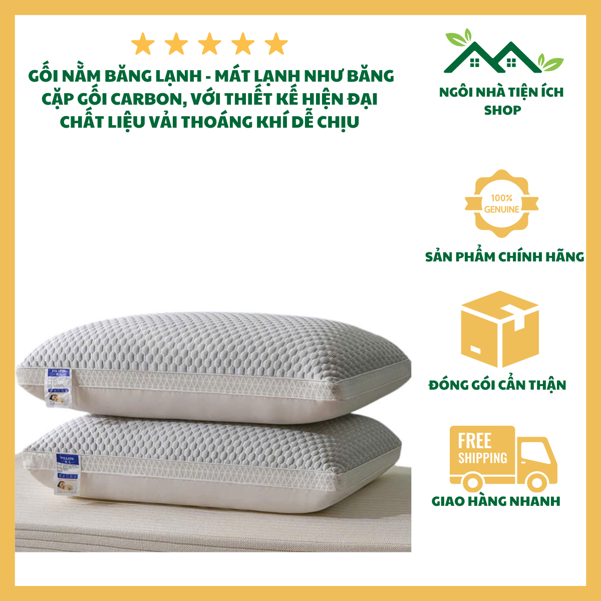 ngoinhatienich (1) ruột gối băng lạnh combo 1 cặp 2 cái cao cấp mềm mại size chuẩn khách sạn