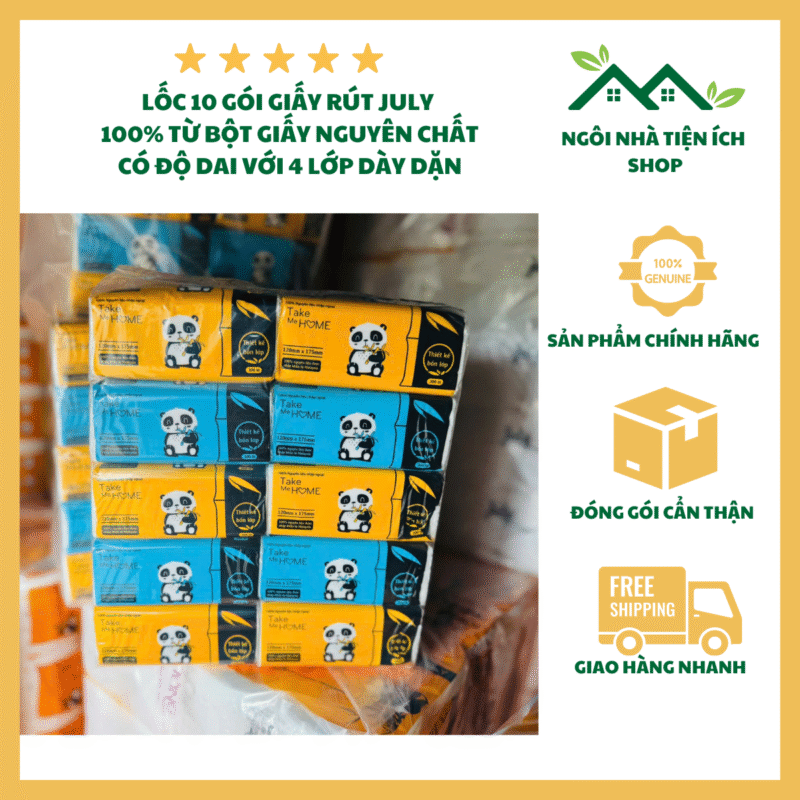 giấy rút july lốc 10 gói tiện lợi cho gia đình và quán ăn