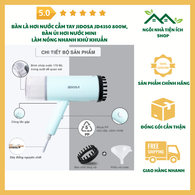 bàn là hơi nước cầm tay jidosa jd4350 800w mini tiện lợi