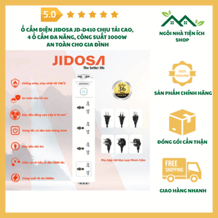 ổ cắm điện jidosa jd d410 đa năng 4 ổ cắm chịu tải cao
