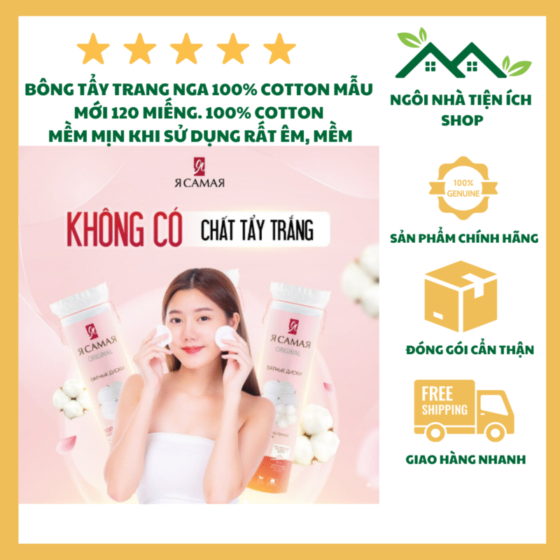 bông tẩy trang nga cotton cao cấp mềm mại không xù lông
