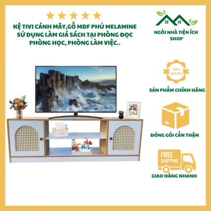 kệ tivi cửa mây gỗ MDF vân gỗ sồi hiện đại đa năng cho phòng khách