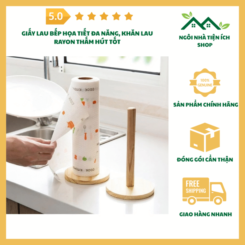 giấy lau bếp họa tiết đa năng chất liệu Rayon thấm hút tốt