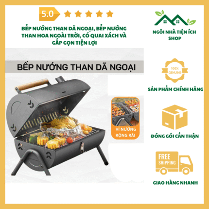 bep nuong than da ngoai gap gon cao cap bbq ngoai troi