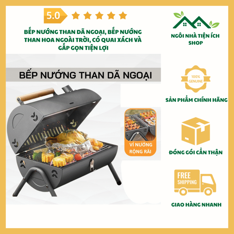 bep nuong than da ngoai gap gon cao cap bbq ngoai troi