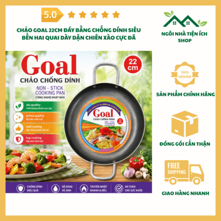 chảo goal 22cm đáy bằng chống dính hai quai dày dặn