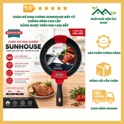 chảo đá hoa cương sunhouse sfp24b đáy từ chống dính cao cấp