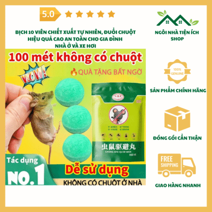 viên đuổi chuột tinh dầu bạc hà và sả túi 10 viên
