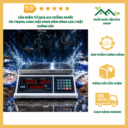 cân điện tử qua 832 chống nước tải trọng 40kg mặt inox
