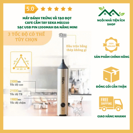 máy đánh trứng và tạo bọt cafe cầm tay seka md2210