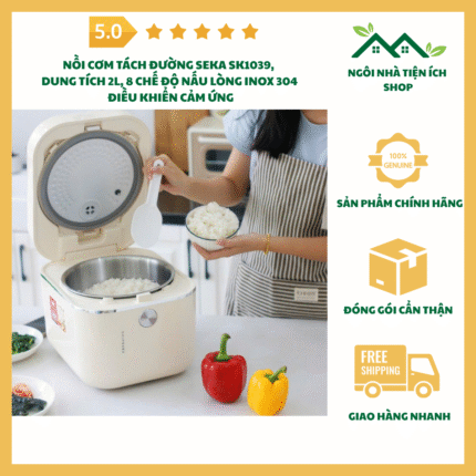 nồi cơm tách đường seka sk1039 lòng inox 304 2l