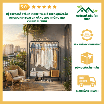 kệ treo đồ 2 tầng kumi 1714 khung kim loại đa năng treo quần áo